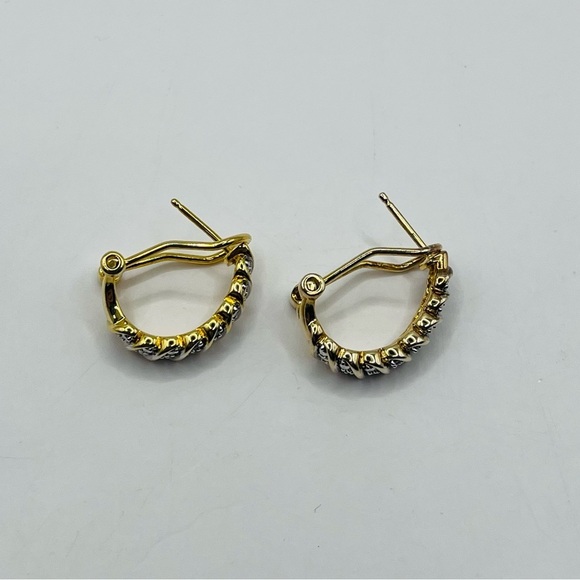 Gold Plated Natural Diamond Clip On Earrings - Picture 3 of 4